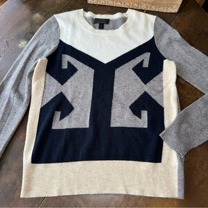 J. Crew Geometric print Colorblock Cashmere Scandi Minimalist Crewneck Sweater